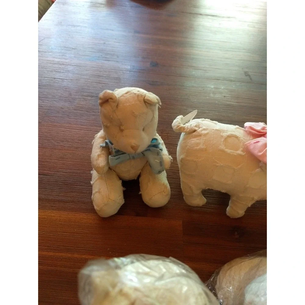 lot of 7 two's company‎ plush pig bear dog turtle cat bunny D5